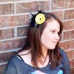 Yellow Flower Feather Hair ..